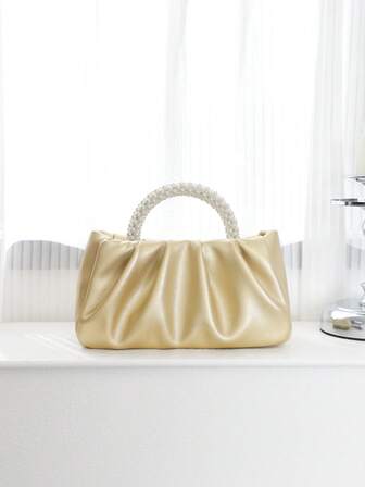 优雅精致的聚会珍珠圆柄荷叶边云朵包