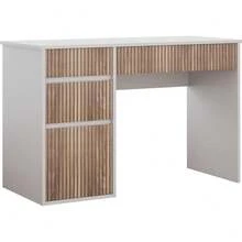 48 Inch Home Office Desk With Drawers, Computer Desk With Drawers And Storage Cabinet, Writing Desk With Hidden Handle For Living Room, Wooden Desk For Bedroom, White/ Black/ Grey - 白色 - 查看 7