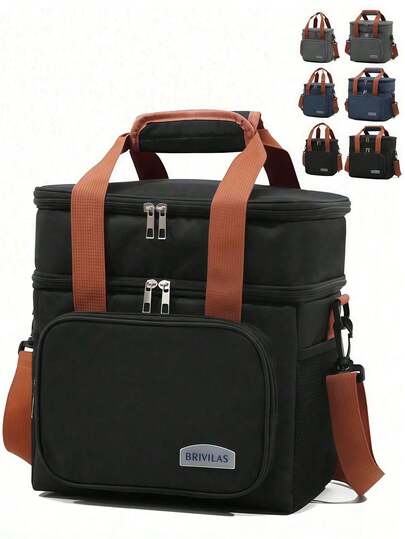 1 pieza Bolsa de almuerzo aislada reutilizable, bolsa de lona con capacidad grande y forro de aluminio grueso para camping, picnic, bolso bandolera, caja de almuerzo impermeable y térmica adecuada para trabajo, picnic, escuela o viaje, para hombres y mujeres