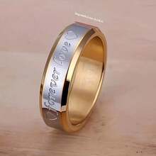 Stainless Steel Couple Ring, Gold And Silver Wedding Ring - nam-12 - Xem 3