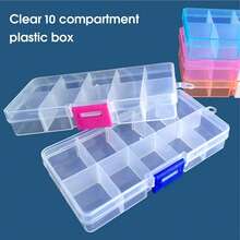 10 Grids Clear Plastic Organizer Box Storage Container Jewelry Box With Adjustable Dividers For Beads Art DIY Crafts Jewelry Fishing Tackles, Plastic Jewelry Box Organizer, Clear Storage Box Containe