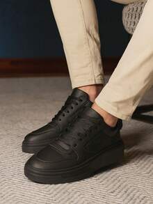 MR TRY SHOES Tenis Masculino Sapatenis Casual Sola Alta Comfort Básico Leve Confortável - Preto - Visão 2