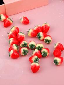 10/15/20pcs Resin Strawberry Shaped Pendant Charms, Suitable For DIY Keychain, Necklace, Jewelry Making Accessories