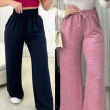 Kit 2 Women's Lanzinha Pants Winter Summer Fashion Pantalona  2025 - 粉紅色和黑色 - 查看 2