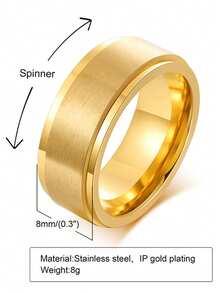 1pc Minimalist Personalized Laser Engraved Name Text Stainless Steel Rotatable Ring For Men, Gift For Friends, Thanksgiving, Christmas, Daily Wear, 8mm Width - 394 - View 5