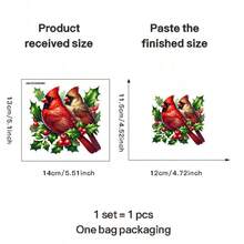 Pegatinas de ventana con diseño de pájaros cardenales navideños, calcomanías de pájaros rojos con diseño de acebo y bayas, para decoración de sala de estar, dormitorio, baño, refrigerador, inodoro, autoadhesivas, removibles, formas asimétricas, suministros para fiestas de Navidad
