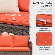 Outsunny 6 Pieces Rattan Garden Furniture Set, 7 Seater Wicker Outdoor Furniture Set With Storage Tea Table & Side Table, Sectional Garden Sofa Set With Cushions, Orange - Orange - View 4