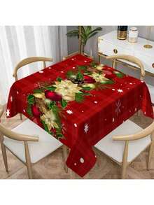1 PIECE Christmas Print Polyester Rectangular Tablecloth - Stain Resistant & Wrinkle Free, Decorative Table Cloth For Indoor & Outdoor Tabletop, Party, Buffet & Wedding - Machine Woven - Multicolor - View 8