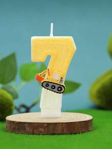 1件裝挖掘機閃爍數位生日蛋糕蠟燭，生日慶祝用，含0-9數字與字母 - 彩色 - 查看 19