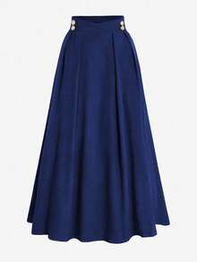 Women's Elegant High Waist Solid Color Pleated A-Line Skirt