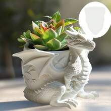 Moule de bougie en silicone avec relief de dragon maléfique de conte de fées pour pots de fleurs en plâtre et béton. Moule de bougie cylindrique en silicone avec relief de dragon ailé. Moule de moulage en résine 3D de dragon dinosaure majestueux, convient pour la fabrication de bougies, de pots à succulentes et de projets en argile et résine. Moule réutilisable, facile à démouler, convient pour les décorations de fêtes et de la maison.