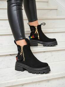 Royalfashion Suede Women's Boots In Black Refaset