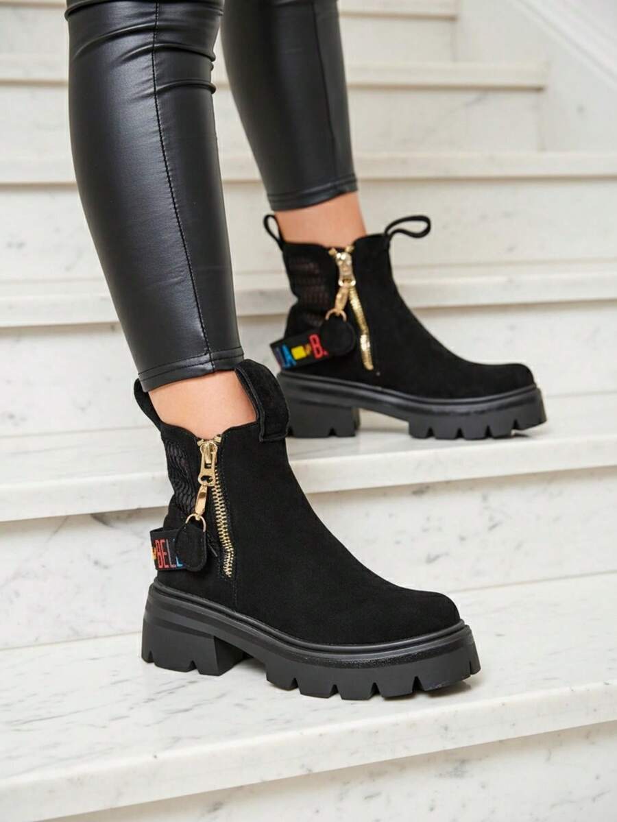 Royalfashion Suede Women's Boots In Black Refaset