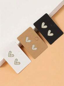 Earring Display Card, Kraft Paper Blank Jewelry Label, 4.5*3.2cm/1.77*1.26in, Writable DIY Packing, Stud Storage Card For Retail And Handmade Jewelry Price Tags (Brown, Black, White) - Jewelry Making Display And Packaging Supplies Back To School