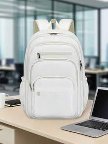 1 pezzo Zaino minimalista tinta unita, design con chiusura a cerniera e tasche multiple, adatto per scuola, lavoro, viaggio, sport, pendolarismo, uso quotidiano, grande capacità e pieghevole, ottimo regalo