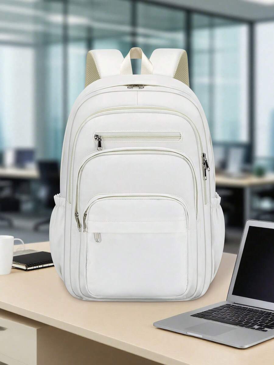 1 pezzo Zaino minimalista tinta unita, design con chiusura a cerniera e tasche multiple, adatto per scuola, lavoro, viaggio, sport, pendolarismo, uso quotidiano, grande capacità e pieghevole, ottimo regalo