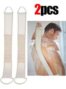 2/1pc Natural Long Back Scrubber, Deep Cleansing Exfoliating With Pull Rope Massage Scrub Towel, Lather Cleaning Skin Back Scrub Towel