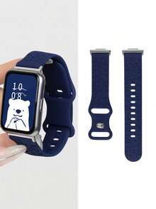 1pc Fashion Silicone Watch Band, Compatible With Huawei Watch Fit 1/Fit 2/Fit 3/Fit 4/Fit 4 Pro Wristband - Midnight Blue - View 7