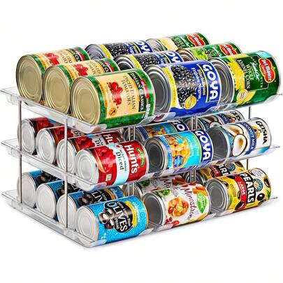 Sorbus Organizador de latas – Organizador de despensa de productos enlatados para almacenamiento de cocina, estante dispensador de latas enrollables, estante escalonado para organización de despensa