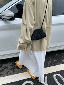 Mini Women's Cloud Shoulder Bag, Matte Small Crossbody Bag, Korean Fashion Handbag, Black Purse, Lipstick Bag - Black - View 5