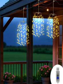 3pcs 300LED Hanging Firecracker Lights, Decorative Light String, USB Power Supply, 8 Modes, LED Indoor Lighting, Soft Copper Wire, Suitable For Roofs, Courtyards, Terraces, Christmas, Weddings, Festivals And Parties