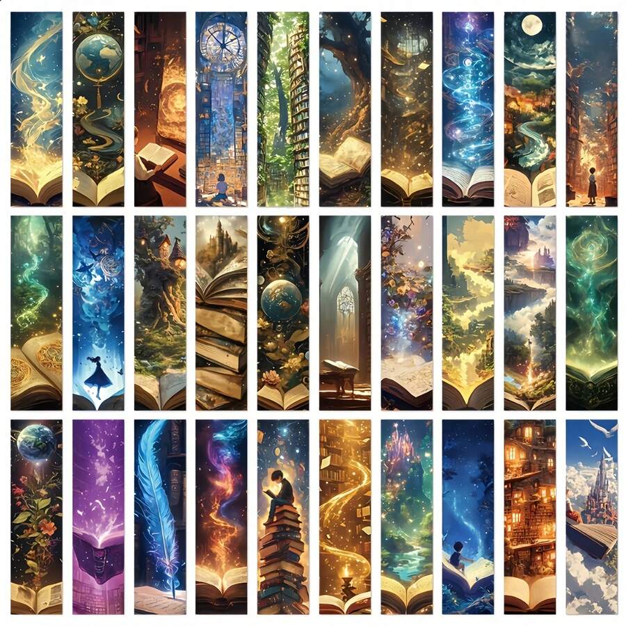 Fantasy Welt Lesezeichen, kreative, exquisite Buchmarkierungen, dekorative Nachrichtenkarten für Buchliebhaber, mehrfarbiges Papier Lesezeichen-Set von YWWBLD