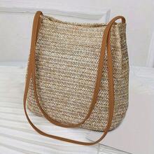 Lady Summer Straw Bags Rattan Wicker Handbag Crossbody Tote Beach Shoulder Bag - White - View 4
