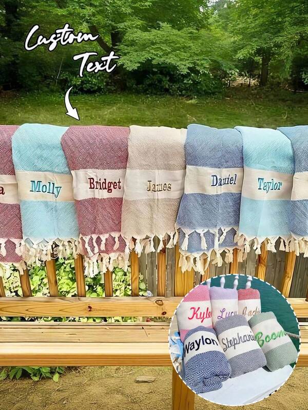 Toalla de playa personalizada, toalla de playa multiusos, toalla de playa absorbente y de secado rápido con borlas multicolor, despedida de soltera, recuerdo de boda, regalo personalizado, regalo para dama de honor, regalo con letra personalizada, regalo para mujer, toalla de playa de 39x70 pulgadas, adecuada para nadar, playa, viajes, senderismo y camping, viaje de verano, decoración de baño de vacaciones, artículos esenciales de playa