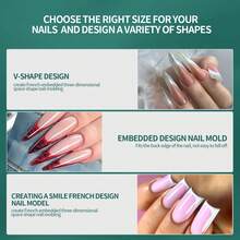 Forme doppie per unghie per estensione di gel polimerizzato, stampo per unghie in acrilico con varie forme e linea francese, facile da usare per principianti, stampi per unghie rapidi per manicure