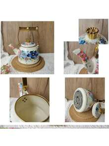 1pc Vintage Enamel Drip Coffee Pot, Household Teapot, Cold Water Pot, Oil Pot, Tea Pot, Milk Tea Pot, Household Manual Drip Coffee Pot, Enamel Water Pot, Heat-Resistant Tea Enamel Pot, Enamel Coffee Pot, Thick Enamel Oil Pot, Retro Restaurant Tea And Water Pot, Milk Tea Pot, Multi-Capacity Teapot 1.5L - Multicolor Teapot - View 8