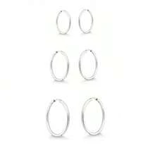 Fine Hoop Earrings - Plateado - Ver 1