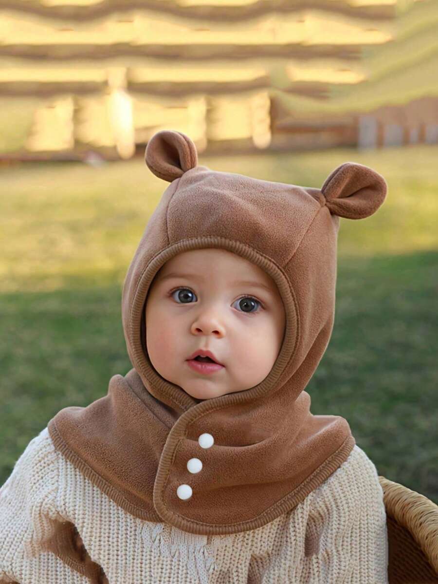 Integrated Knitted Hat For Baby Scarves In Autumn And Winter, Warm Ear Ion Hat For Boy And Girl, Suitable For Babies From 6 To 24 Months Old