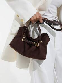 Bolso de ante para debajo del brazo para mujeres, nueva bolsa de mano estilo retro americano de otoño/invierno, bolso de hombro y bolso minimalista para chicas