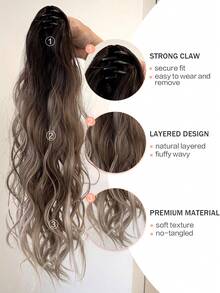 24 Inch Ombre Long Wavy Curly Wig, Soft & Comfortable, Heat Resistant Synthetic Fiber, Suitable For Women's Daily Wear - Multicolor - View 11