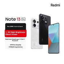 Redmi Redmi Note 13 Pro, Snapdragon 7S, Nuova fotocamera da 200MP, Schermo ad alta luminosità di 2a generazione da 1,5K, Nero Mezzanotte, Smartphone 5G, 5100mAh(Typ), USB Type-C