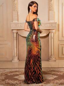 Romagic Vestido de Festa Elegante de Ombro Único Sem Mangas com Lantejoulas Brilhantes para Mulheres, Vestido de Formatura