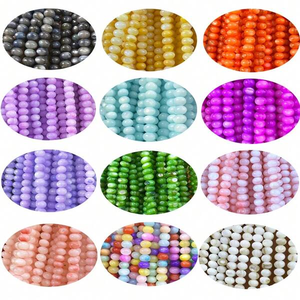 Approx. 120pcs 3*5mm Dyed Freshwater Shell Abacus Beads, DIY Hair Accessories, Clothing Decorations, Jewelry Making Materials, Shell Bracelet & Necklace