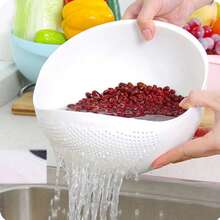 1pc Upgraded Double-Layer Rotating Salad Vegetable Fruit Washing Basket - One-Handed Operation, Rotating Washing & Draining Basket With Strainer Bowl - Multicolor - View 9