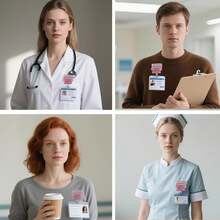 1pc We Listen Acrylic Glitter Design Retractable Badge Reel, Belt Clip Retractable Badge Holder, Suitable For Nurses, Doctors, Students, Workers And Volunteers - Mint Blue - View 6