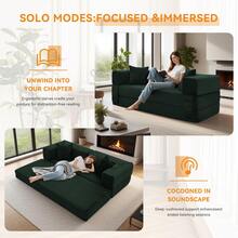 7 Candy Solid Colors Convertible Sleeper Sofa Bed With Pillow, 4-In-1 Corduroy Folding Mattress Couch With Fixed-Shape Frame, Futon Fold Out Floor Sofa Cama Lounge Couch For Living Room Bedroom Studio - 墨綠色 - 查看 5