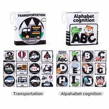 Libro de tela tridimensional en blanco y negro, con temas como animales y números, patrones simples e interesantes, y una hebilla circular que se puede colgar en la pared para estimular el desarrollo visual de los bebés - Multicolor - Ver 11