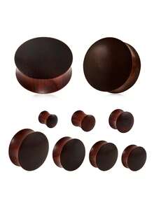 1PC Hollow Gold Stainless Steel/Sandalwood Double Color Ear Plugs Wood Ear Gauges/Expander/Stretcher Piercing Body Jewelry - As Shown - View 48