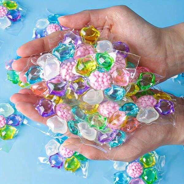 100 cápsulas de detergente para la ropa de lavanda 7-en-1 - Suave para la piel y las telas, fragancia duradera, limpieza profunda de perlas, protege el color y la suavidad, fórmula de bajo espuma y fácil enjuague, esencial para el hogar, la escuela, el hotel
