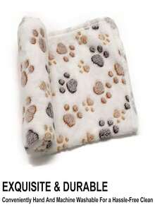 1 Piece Puppy Blankets Super Soft Warm Sleep Mat Paw Print Blanket Fluffy Premium Fleece Pet Blanket Flannel Throw Dog Blankets For Small Dogs Puppy Cat