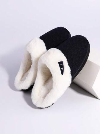 Pantuflas de mujer, unicolor a rayas, casuales y de felpa para el hogar y la pareja, para otoño/invierno