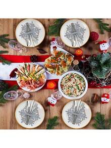 12 pièces Porte-couverts en feutre de flocons de neige de Noël, pinces à couverts, sets de table, décoration de table de fête de Noël pour ajouter de la couleur à votre table de fête de Noël, convient pour Noël et diverses fêtes