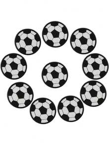 5/10 件足球熨烫/缝纫补丁、足球刺绣贴花、装饰服装、帽子、包包、牛仔裤、衬衫、连衣裙 - 彩色 - 查看 3