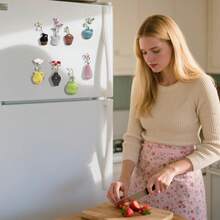 Mini Vase Magnets For Fridge 6PCS - 3D Ceramic Tiny Plant Vase Magnets Fridge Decoration Set Design For Refrigerator, Lockers & Office Spaces (1pc, 3pcs,6pcswith Flower) - One Size - View 9