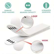 12 件图片悬挂条重型图片悬挂套件，易于使用，不留痕迹，重型图片悬挂带，带有超强双面钩环安装胶带，免钉胶带，用于将相框和海报固定在玻璃和木材等光滑表面上，非常适合装饰客厅、卧室或办公室墙壁、墙壁艺术、电源线、家庭、办公室、无损可移除墙胶带。