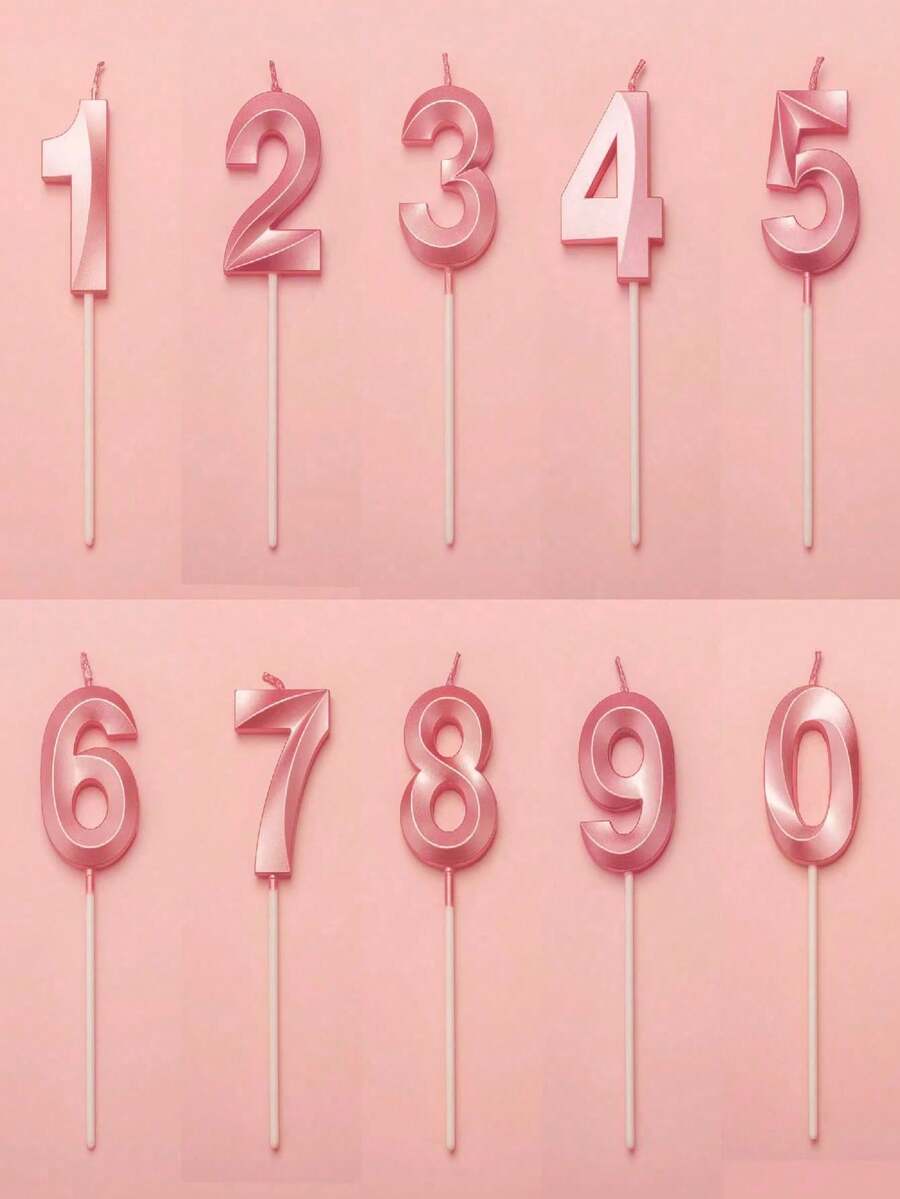 1pc Pink 0-9 Diamond Shaped Birthday Cake Candle Decoration, Winter Gift For Women, Room Decor, Gift, Birthday Candle, Birthday Decoration, Happy Birthday, Cake Candle, Graduation Season Room Decor - Baby Pink - View 1